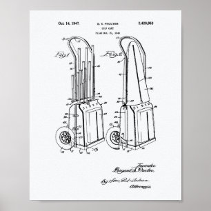 Vintage Golf Cart 1943 Patent Art - White Paper Poster