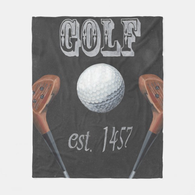 Vintage Golf Chalkboard Design Fleece Blanket (Front)
