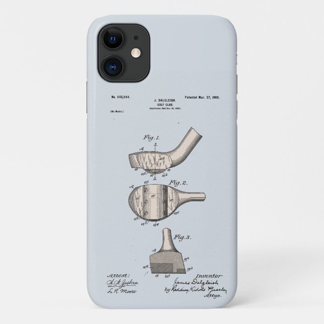 Vintage Golf Club Patent Case-Mate iPhone Case (Back)