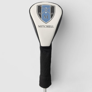 Vintage Golf Crest Crossed Clubs Custom Name Blue Head Cover
