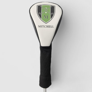 Vintage Golf Crest Crossed Clubs Custom Name Green Head Cover