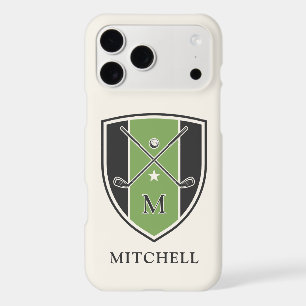 Vintage Golf Crest Custom Name Crossed Clubs Green