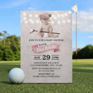 Vintage Golf Girl Sport Theme Baby Shower Invitation