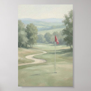 Vintage Golf Green with Flag Wall Art