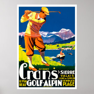 Vintage Golf in Switzerland Poster