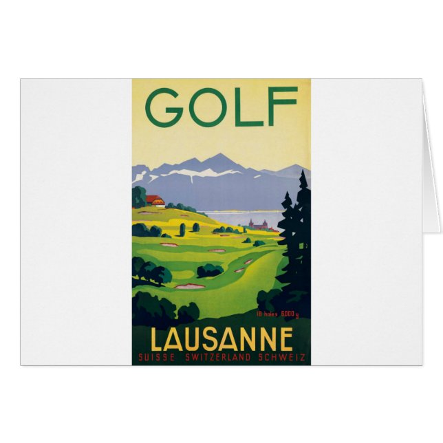 Vintage Golf Lausanne City Lake Switzerland (Front Horizontal)
