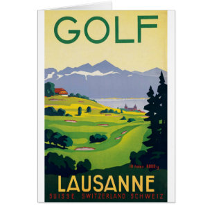 Vintage Golf Lausanne City Lake Switzerland