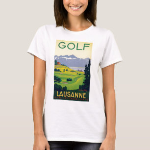 Vintage Golf Lausanne City Lake Switzerland T-Shirt