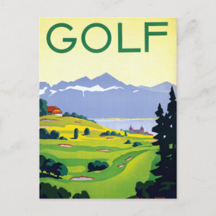 Vintage Golf Lausanne Switzerland Travel Postcard
