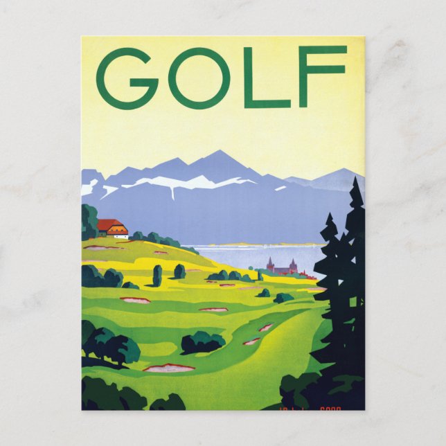 Vintage Golf Lausanne Switzerland Travel Postcard (Front)