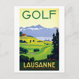 Vintage Golf Lausanne Switzerland Travel Postcard