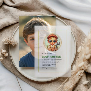 Vintage Golf Par-Tee 1st Birthday Boy Vellum Invitations