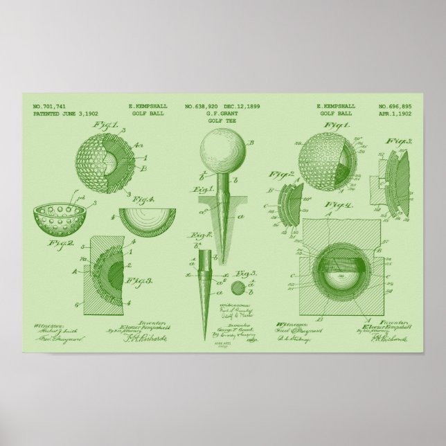 Vintage Golf Patent Poster 1 Fresh Green (Front)