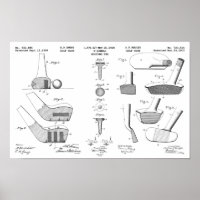 Vintage Golf Patent Poster 2 Black on White