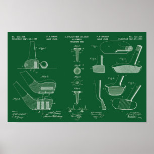 Vintage Golf Patent Poster 2 Green Chalkboard