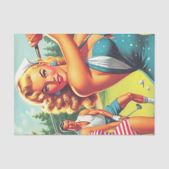 Vintage Golf Pin-up Tissue Paper (Front)