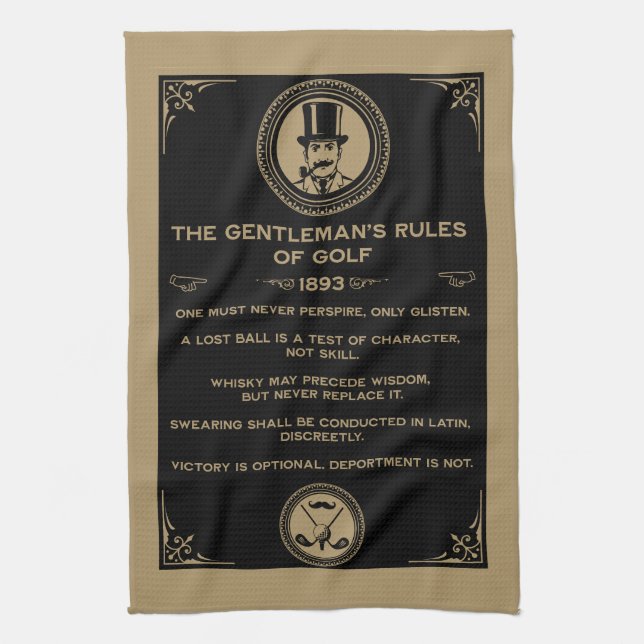 Vintage Golf Rules Wall  Tea Towel (Vertical)