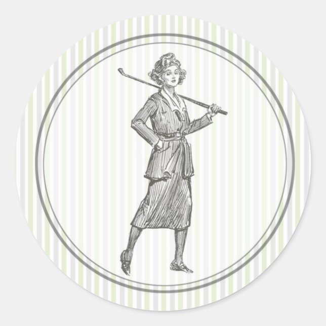 Vintage Golf Sticker - Woman Golfer (Front)