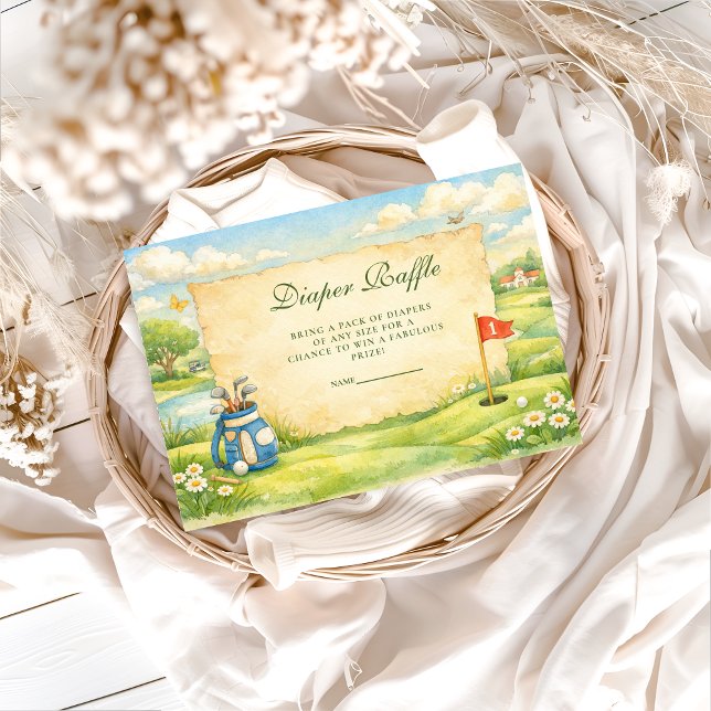 Vintage Golf Storybook Diapper Raffle Enclosure Card (Creator Uploaded)
