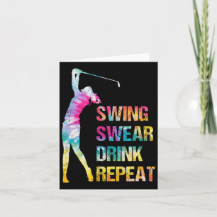 Vintage Golf Swing Swear Drink Repeat Love Golfing Card