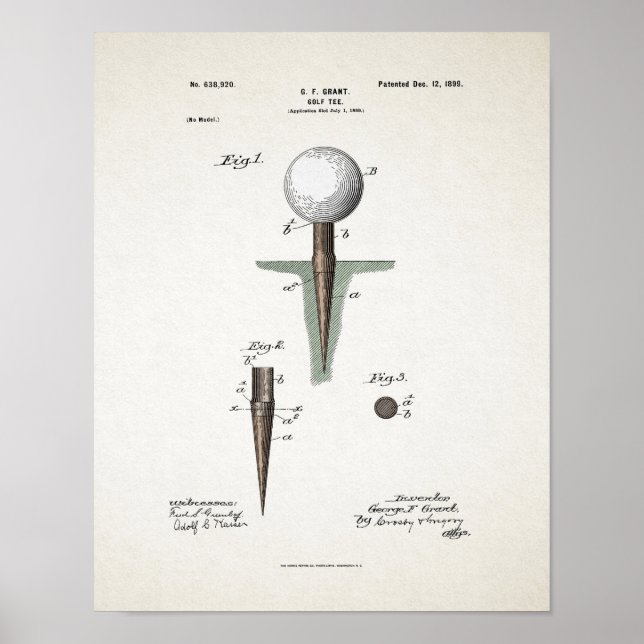 Vintage Golf Tee Patent 1899 Poster (Front)