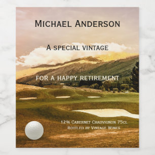 Vintage Golf Theme Retirement Wine Label