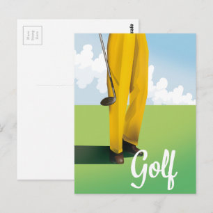 Vintage Golf Travel poster Postcard