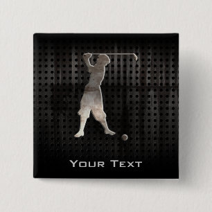 Vintage Golfer; Cool 15 Cm Square Badge