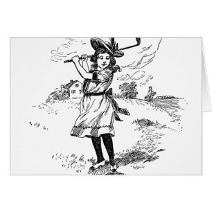 Vintage Golfer Girl golfing art illustration
