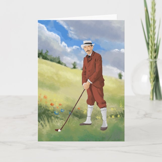 Vintage golfer in the rough card (Front)