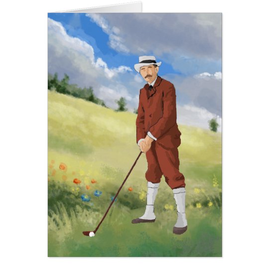 Vintage golfer in the rough card