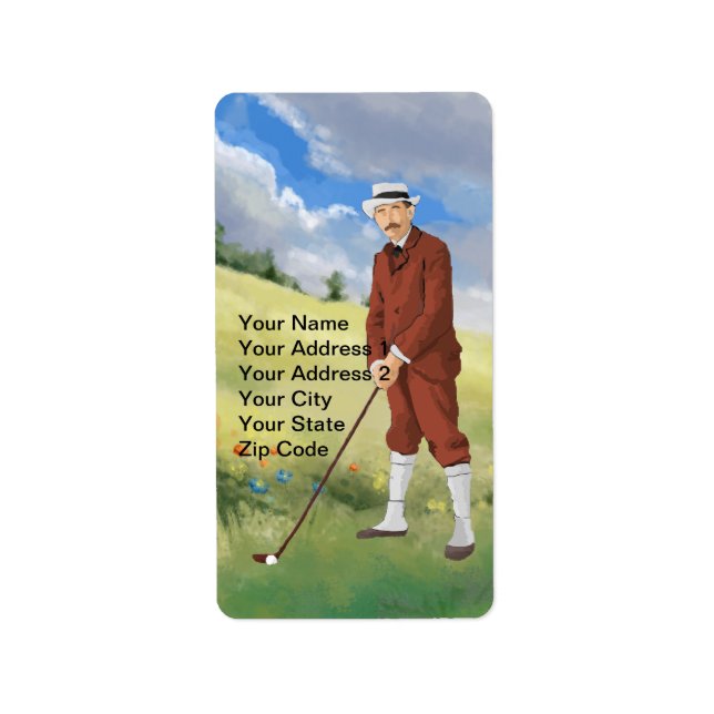Vintage golfer in the rough label (Front)