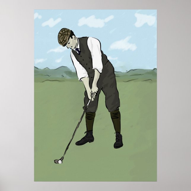 Vintage Golfer V1 Art Poster (Front)
