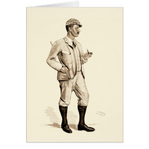 Vintage Golfer with Tobacco Pipe and Boots