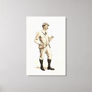 Vintage Golfer with Tobacco Pipe and Boots Canvas Print