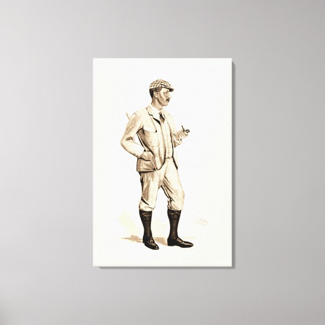 Vintage Golfer with Tobacco Pipe and Boots Canvas Print (Front)