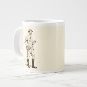 Vintage Golfer with Tobacco Pipe and Boots Large Coffee Mug