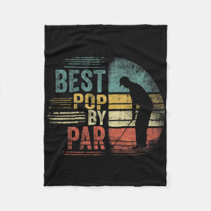 Vintage Golfing Best Pop By Par Christmas Fathers Fleece Blanket