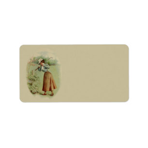 Vintage Golfing Lady Art Label
