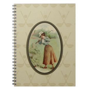 Vintage Golfing Lady Art Notebook