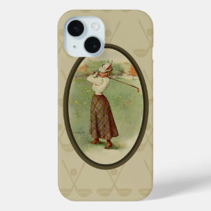 Vintage Golfing Lady Art (three) iPhone 15 Case