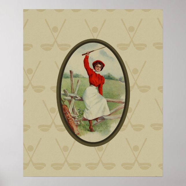 Vintage Golfing Lady Art (two) Poster (Front)
