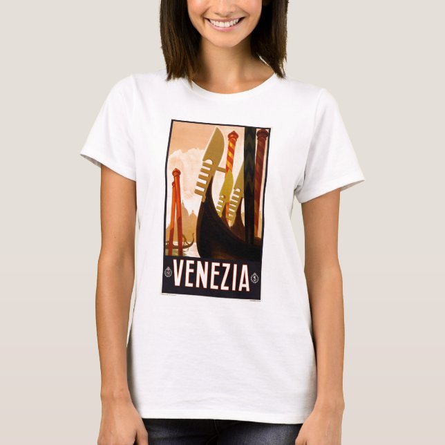 Vintage Gondola Venezia Italy Travel T-Shirt (Front)