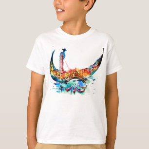 Vintage Gondola Venice City Travel Love Watercolor T-Shirt