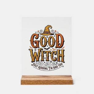 Vintage Good Witch Halloween Typography Design_1 Acrylic Sign
