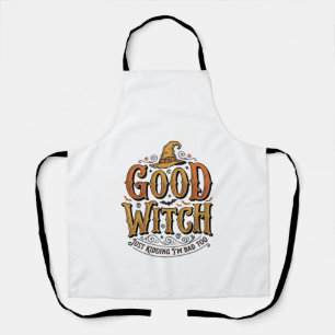 Vintage Good Witch Halloween Typography Design_1 Apron