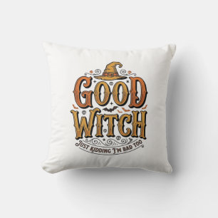 Vintage Good Witch Halloween Typography Design_1 Cushion
