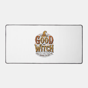 Vintage Good Witch Halloween Typography Design_1 Desk Mat