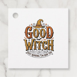 Vintage Good Witch Halloween Typography Design_1 Favour Tags