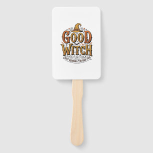 Vintage Good Witch Halloween Typography Design_1 Hand Fan